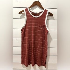 🚨-50%🚨 Roxy Striped Sleeveless Crew Neck T-Shirt Burnt Orange White size S